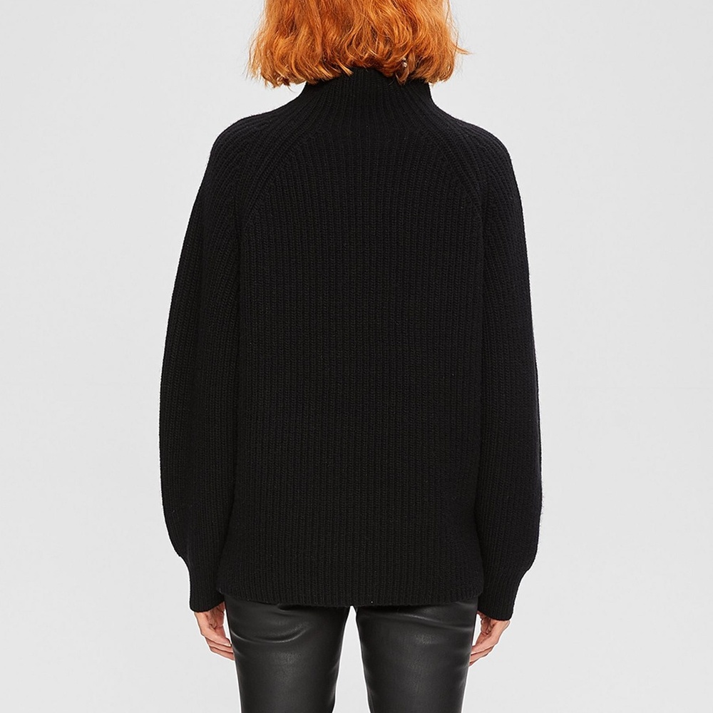 NWT $395 Theory PATE Black Mock Neck Oversized Wool Cashmere Knit SIZE S - Picture 2 of 5